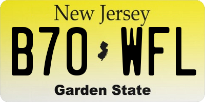 NJ license plate B70WFL