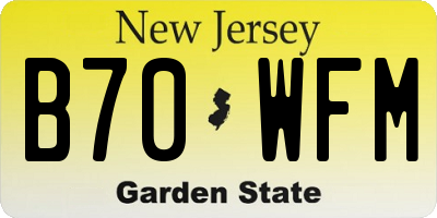 NJ license plate B70WFM