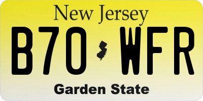 NJ license plate B70WFR