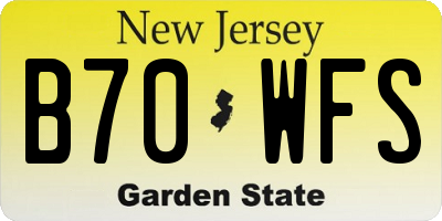NJ license plate B70WFS