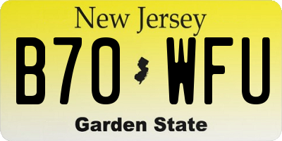 NJ license plate B70WFU