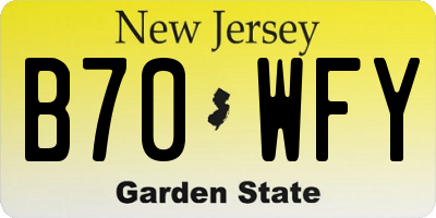 NJ license plate B70WFY