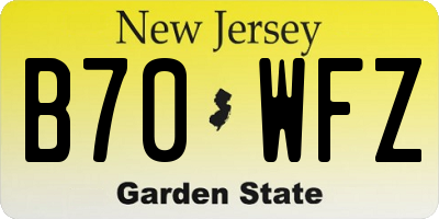NJ license plate B70WFZ