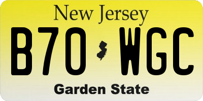 NJ license plate B70WGC