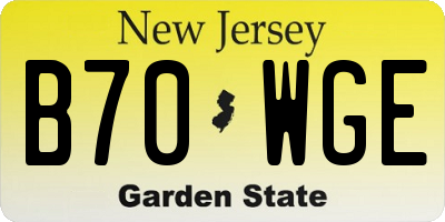 NJ license plate B70WGE
