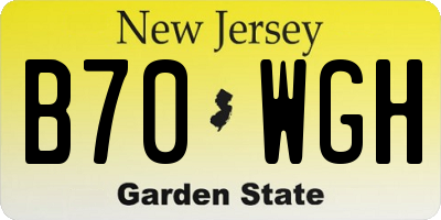 NJ license plate B70WGH