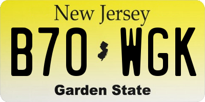 NJ license plate B70WGK