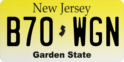 NJ license plate B70WGN