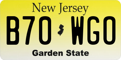 NJ license plate B70WGO