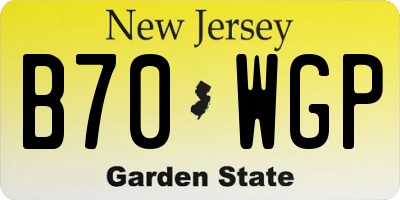 NJ license plate B70WGP