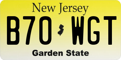 NJ license plate B70WGT