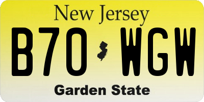 NJ license plate B70WGW