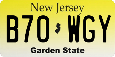 NJ license plate B70WGY