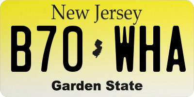 NJ license plate B70WHA