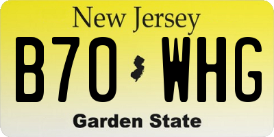 NJ license plate B70WHG