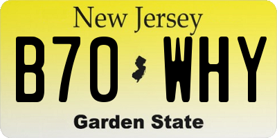 NJ license plate B70WHY