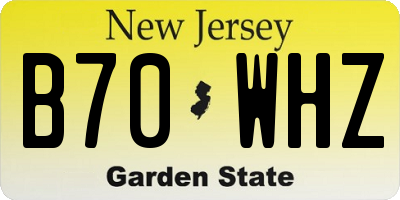 NJ license plate B70WHZ