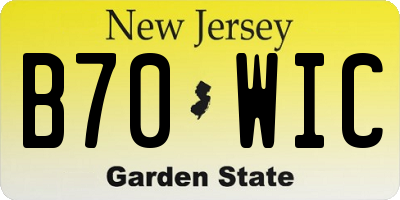 NJ license plate B70WIC