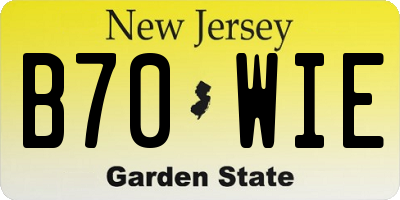 NJ license plate B70WIE
