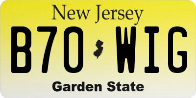NJ license plate B70WIG