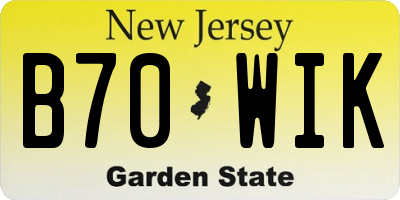 NJ license plate B70WIK