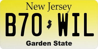 NJ license plate B70WIL