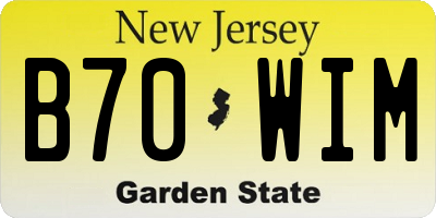 NJ license plate B70WIM