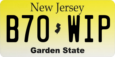 NJ license plate B70WIP
