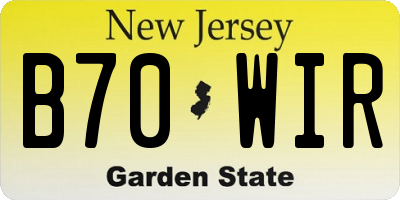 NJ license plate B70WIR