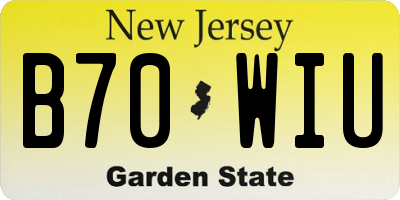 NJ license plate B70WIU