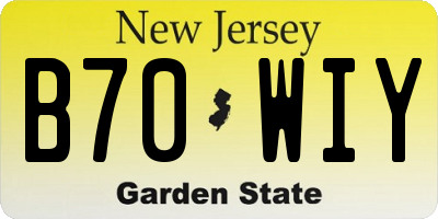 NJ license plate B70WIY