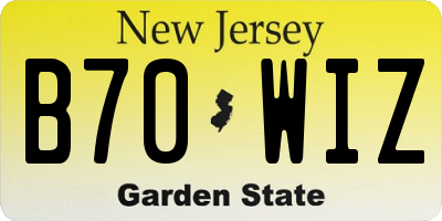 NJ license plate B70WIZ