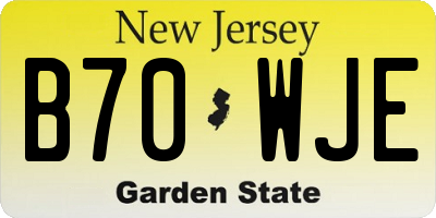 NJ license plate B70WJE