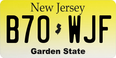 NJ license plate B70WJF