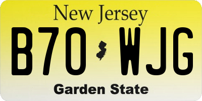 NJ license plate B70WJG