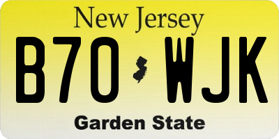NJ license plate B70WJK
