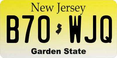 NJ license plate B70WJQ