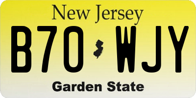 NJ license plate B70WJY