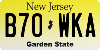 NJ license plate B70WKA
