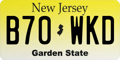 NJ license plate B70WKD