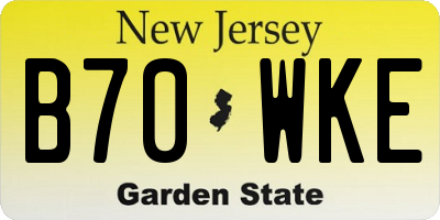 NJ license plate B70WKE