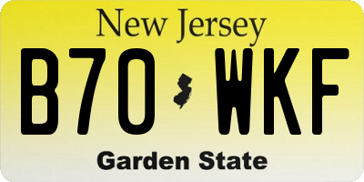 NJ license plate B70WKF