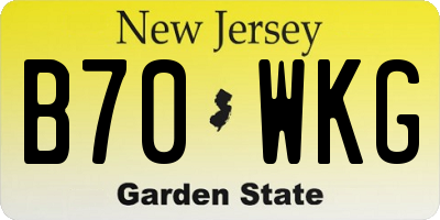 NJ license plate B70WKG