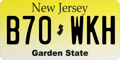 NJ license plate B70WKH