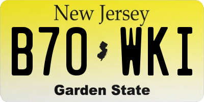 NJ license plate B70WKI