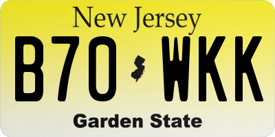 NJ license plate B70WKK
