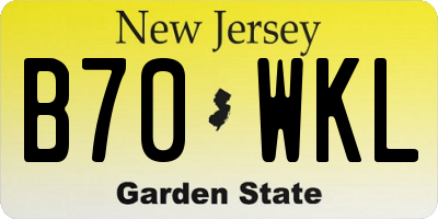 NJ license plate B70WKL