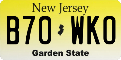 NJ license plate B70WKO