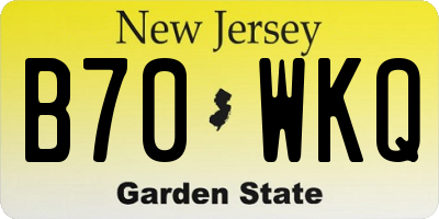 NJ license plate B70WKQ