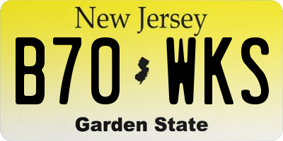NJ license plate B70WKS